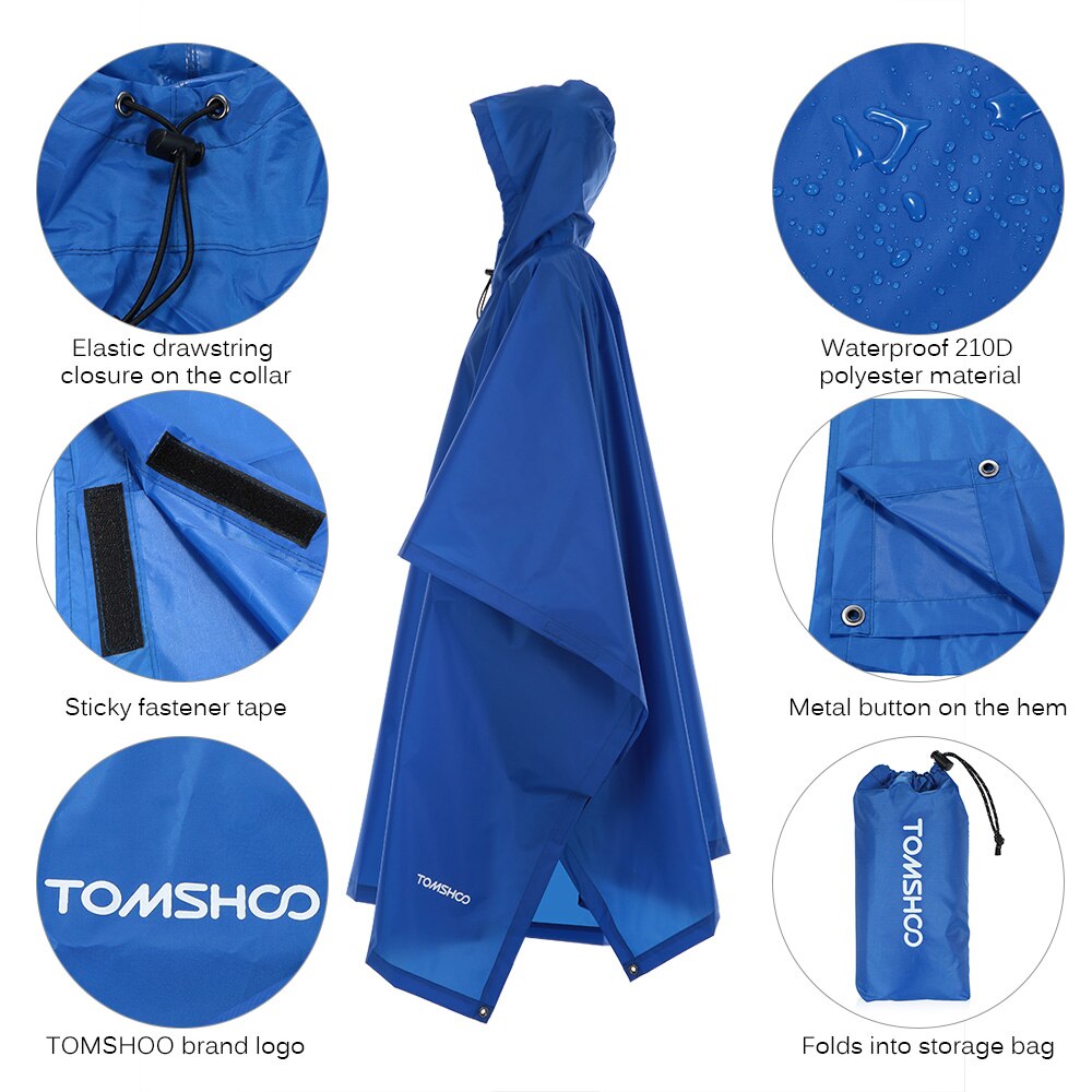 Cheap Goat Tents TOMSHOO Multifunctional Lightweight Raincoat with Hood Outdoor Rain Cover Poncho Camping Picnic Sunshine Canopy Shelter Mat Tents 
